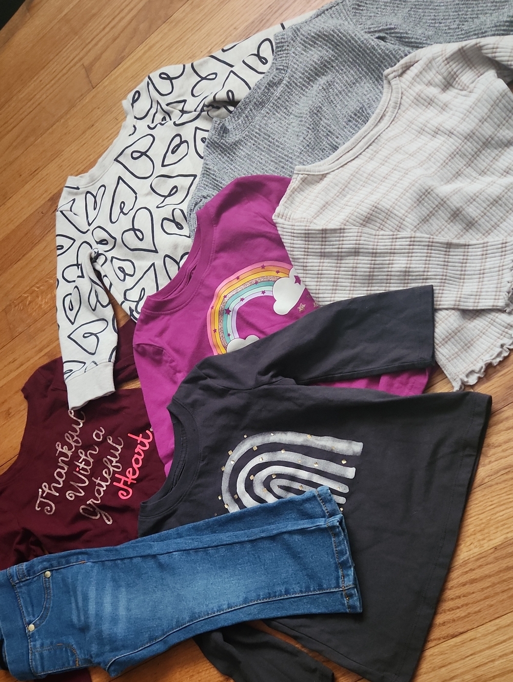Lot Of 7 Toddler Girls Long Sleeve Tops & Jeans Bundle 2T Fall & Winter